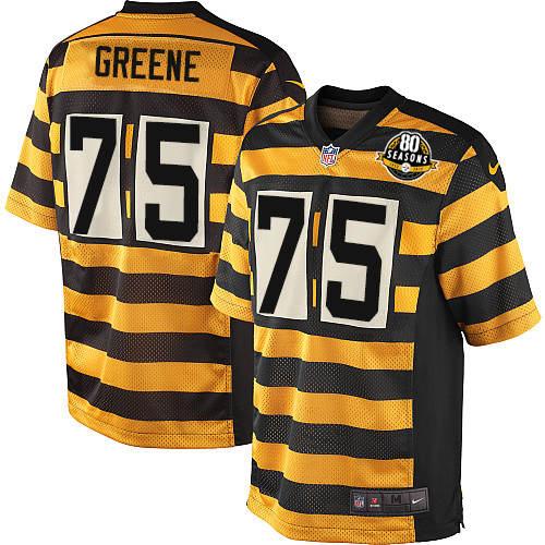 Youth Elite Joe Greene 80th Anniversary Nike Jersey Gold/Black Alternate - #75 Throwback NFL Pittsburgh Steelers